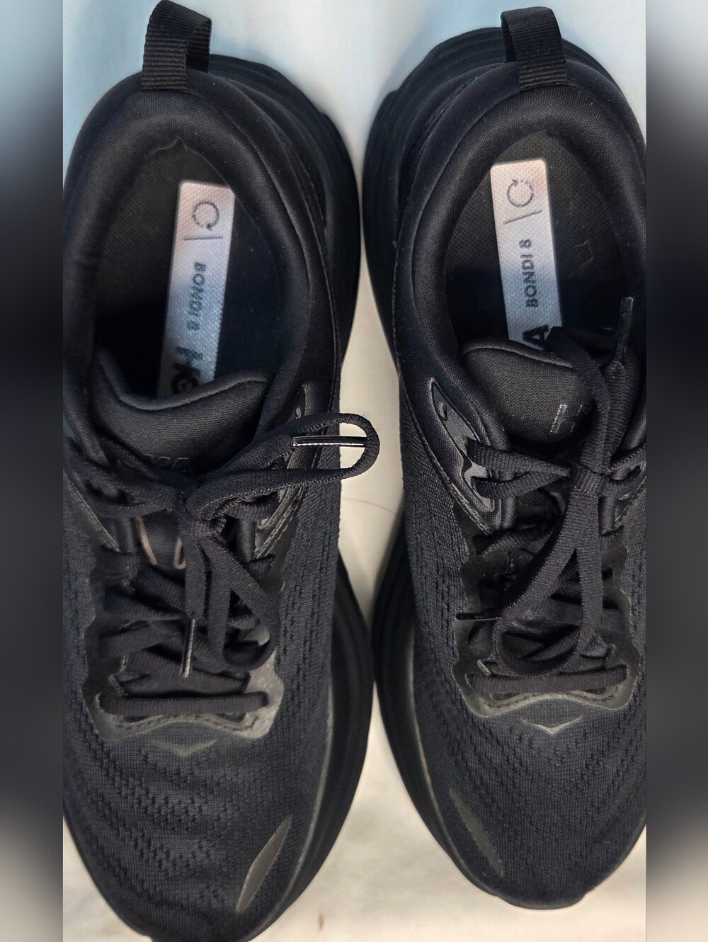 Men's HOKA Bondi 8 Triple Black Running Athletic Shoes Sz 8.5D Good Used Cond.